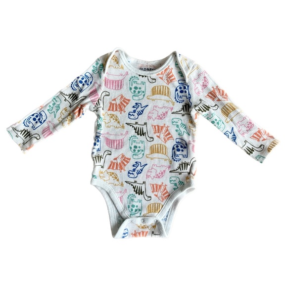 🍓4/$15🍓 Old Navy Baby Long Sleeve Onesie - Dinosaurs Print - Picture 1 of 7